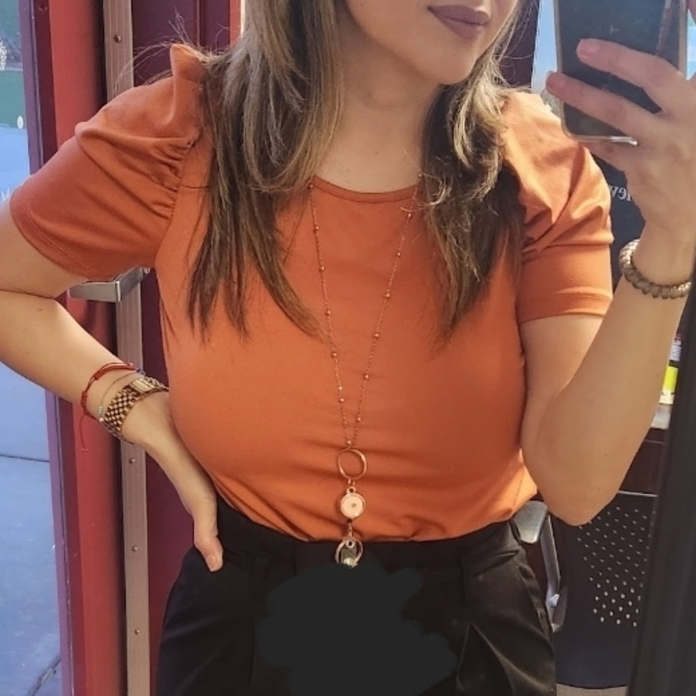 Lark & Gray Women's Short Sleeve Top - Rust Orange